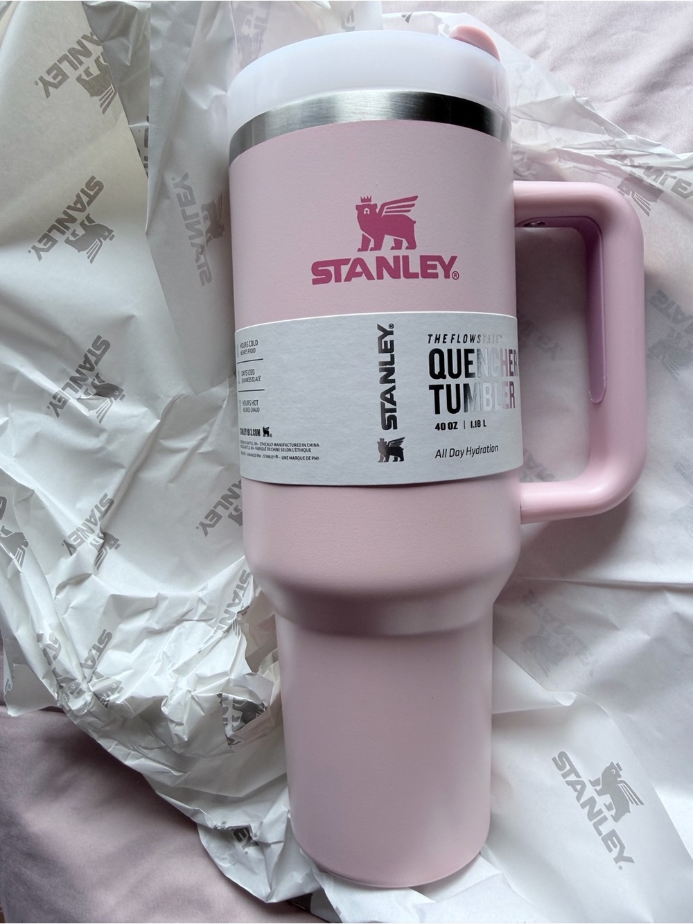 Stanley Light Pink Insulated Quencher Tumbler with Handle